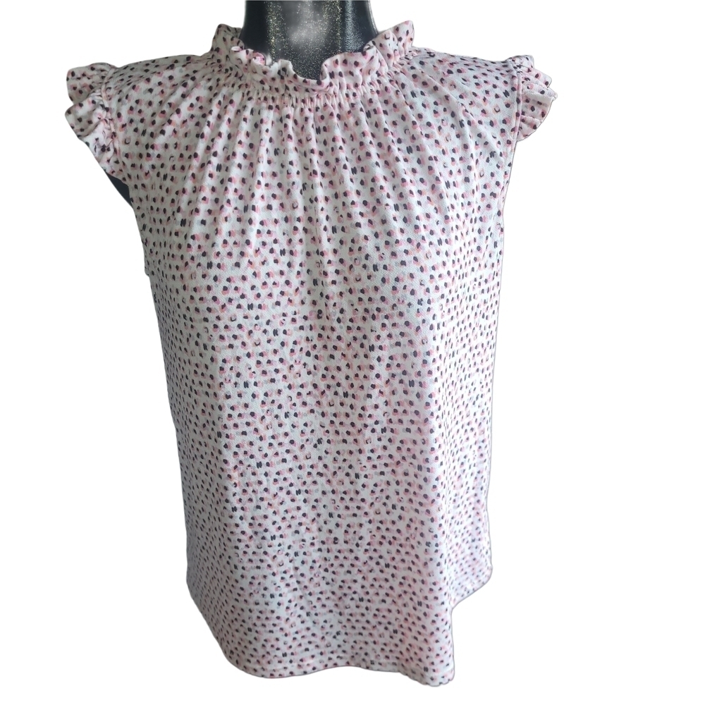 Adrianna Papell Ruffled Neck And Cap Sleeve Multi Colored Top M